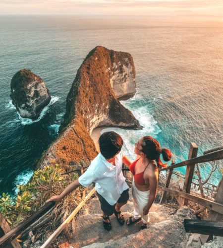 Pareja vacaciones de luna de miel en bali